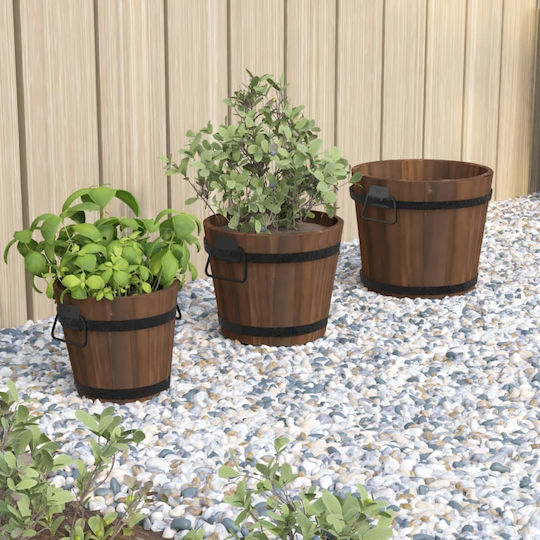 vidaXL Set 3 Jardiniere Din lemn Maro
