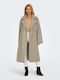 Only Women's Midi Coat with Buttons Weathered Teak