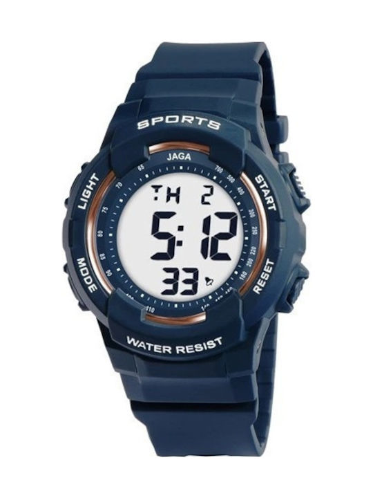 Jaga Digital Men's Watch 42mm Battery with Blue Rubber Strap