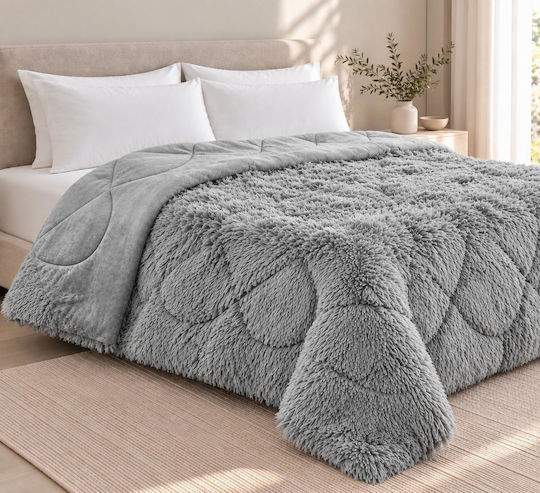 Linea Home Κουβερτοπάπλωμα Διπλό 210x230εκ. Hairy Γκρι