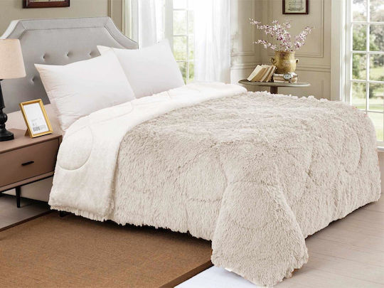 Linea Home Комбинирано одеяло Единично 160x210бр Hairy Екрю