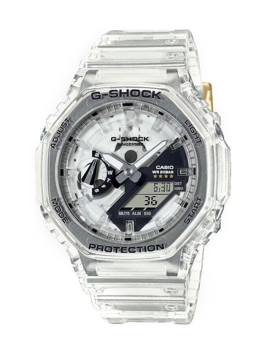 Casio G-shock Ανδρικό Ρολόι 45mm Μπαταρίας με Λευκό Καουτσούκ Λουράκι