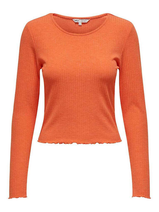 Only Women's Athletic Blouse Long Sleeve Fast Drying Orange
