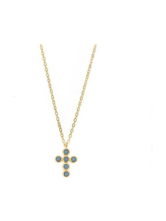 Senza Women's Cross from Gold Plated Silver wit...