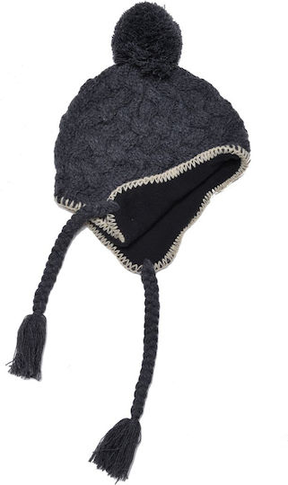 Pom Pom Beanie Unisex Σκούφος Πλεκτός σε Γκρι χρώμα