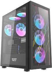 Darkflash DK210 Gaming Full Tower Computer Case with Window Panel and RGB Lighting Black