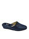 Blue Leather Winter Women's Slippers
