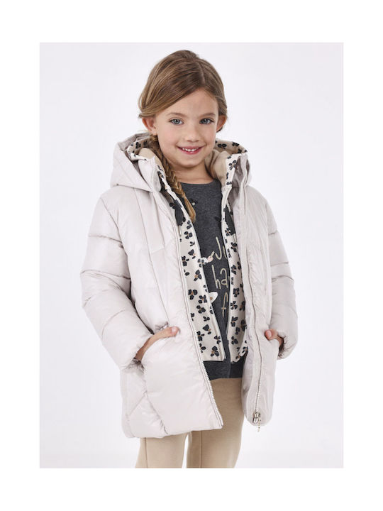 Mayoral Girls Quilted Coat Beige with Ηood