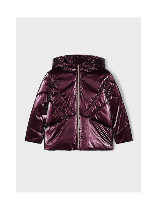 Mayoral Girls Quilted Coat Purple with Lining & Ηood