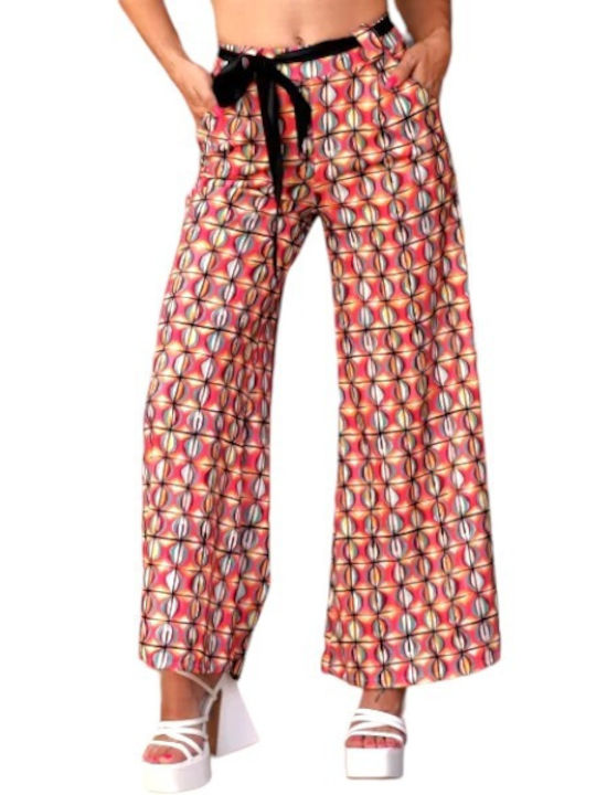 Mohicans Black Line Women's Fabric Trousers Bell Pink