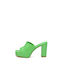 Carrano Mestico Chunky Heel Leather Mules Green