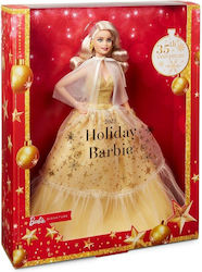 Mattel Συλλεκτική Κούκλα Barbie 2023 Holiday Golden Gown and Blond Hair για 6+ Ετών