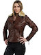 Δερμάτινο Γυναικείο Biker Jacket Ταμπά