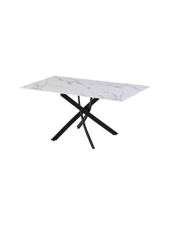 102 Tisch Speisesaal mit Glasoberfläche Schwarz 140x80x75cm