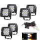 Τετράγωνοι Προβολείς Αυτοκινήτου LED Mazda 6 / 2 Mercedes-Benz V Mitsubishi Pick-up 10 - 30V 4cm με Λευκό Φωτισμό 6τμχ