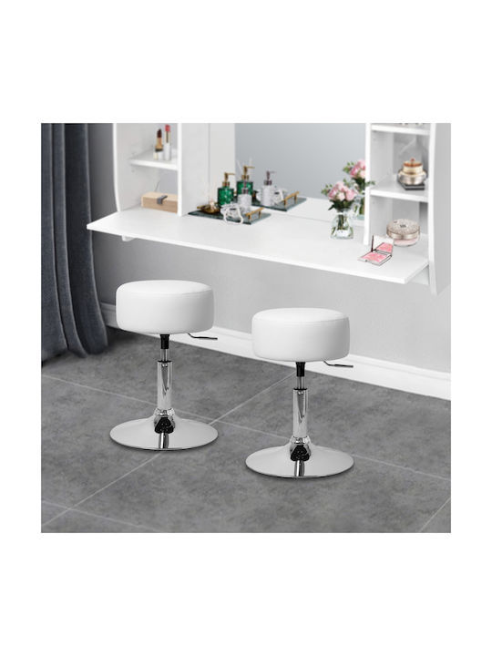Bar Stool Upholstered with Artificial Leather White 33x33x65cm