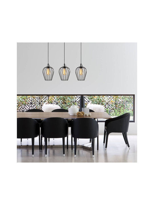 Elefant Adjustable Pendant Light Black Rail with Socket E27 70x20cm