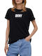 DKNY pentru Femei de Vară Bluză Mâneci scurte Neagră