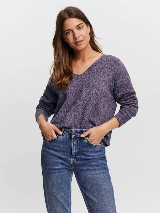 Vero Moda Damen Langarm Pullover mit V-Ausschni...