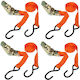 Factory Car Luggage Strap with Ratchet Orange 450x2.5cm 4pcs
