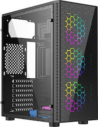 Gembird Fornax 500 Gaming Midi Tower Computer Case with Window Panel and RGB Lighting Black
