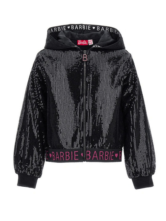 Kinder-Sweatshirt Strickjacke mit Kapuze Schwarz