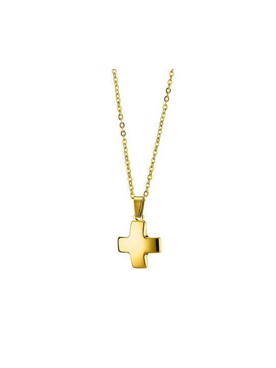 Amor Amor Cross from Gold Plated Steel with Chain