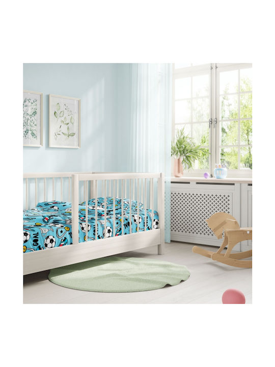 Cokitex Baby Sheets Set Crib Cotton Fitted Light Blue 125x175cm 3pcs