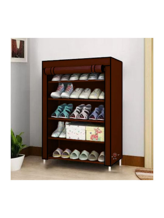 Fabric Shoe Organizer with 5 Shelves Brown 60x30x90cm