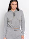 Cropped Women's Sweatshirt Hooded Gray