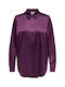 Only Women's Satin Long Sleeve Shirt Purple