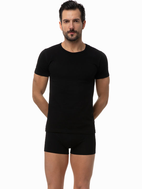 Men's Undershirts Short-sleeved in Black Color 2Pack