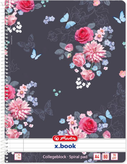 Herlitz Σπιράλ Τετράδιο Ριγέ Α4 80 Φύλλων X.Book Ladylike Μαύρο