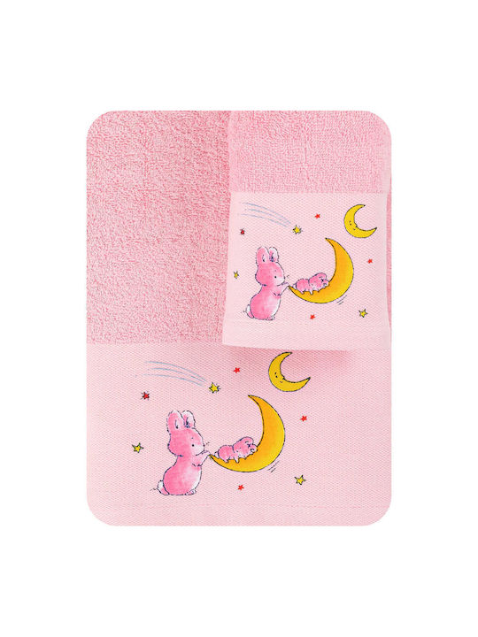 Borea Set de prosoape pentru copii 2pcs Bunny Roz