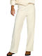 Keep It Straight Women's Fabric Trousers Straight Line White
