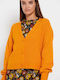 Funky Buddha Women's Knitted Cardigan with Buttons Orange