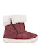 Anatomical Suede Kids Boots with Velcro Burgundy