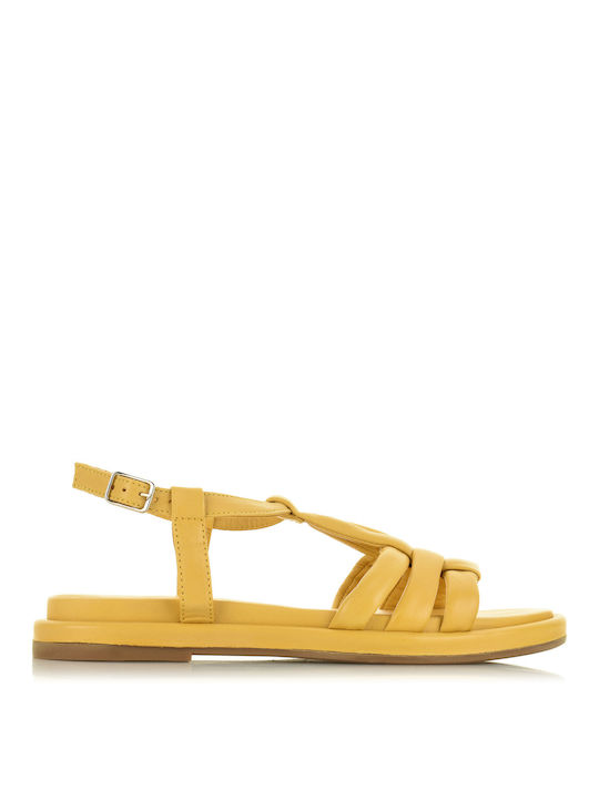 Wonders Leather Women's Sandals Yellow