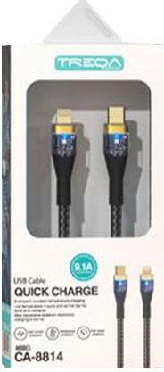 Treqa CA-8814 Braided USB-C to Lightning Cable 45W Μαύρο 1m (CA-8814)