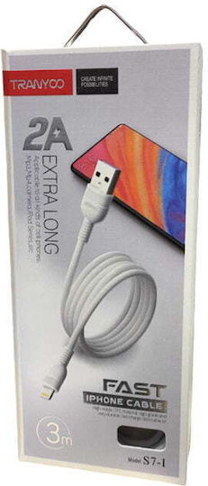Tranyoo S7-l Редовна USB-A към Lightning кабел Бял 3м
