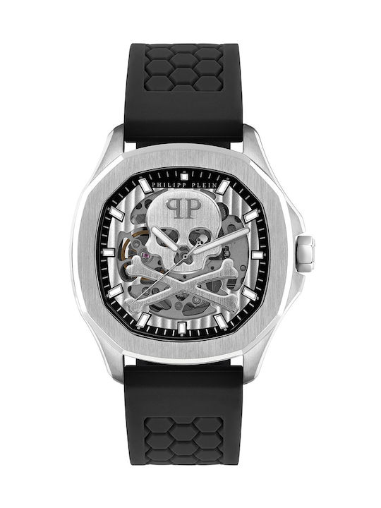 Philipp Plein Uhr Automatisch mit Schwarz Kautschukarmband