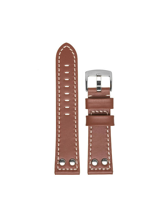 Tzevelion Leather Strap Brown/Silver 22mm