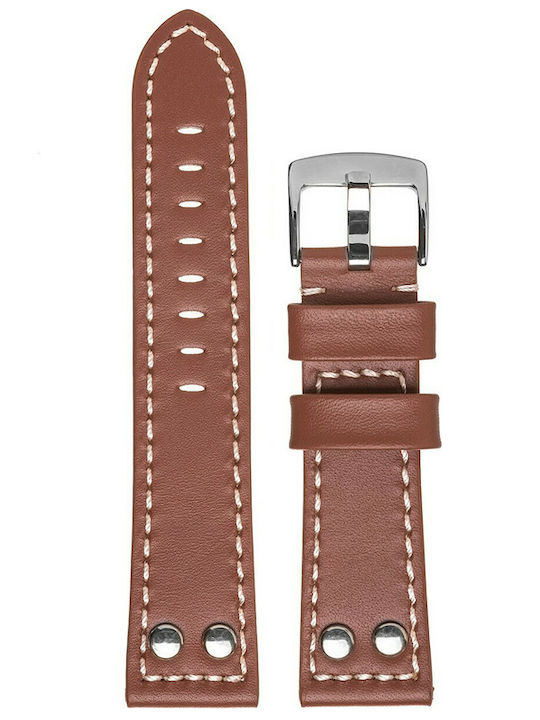 Tzevelion Lederriemen Brown/Silver 22mm