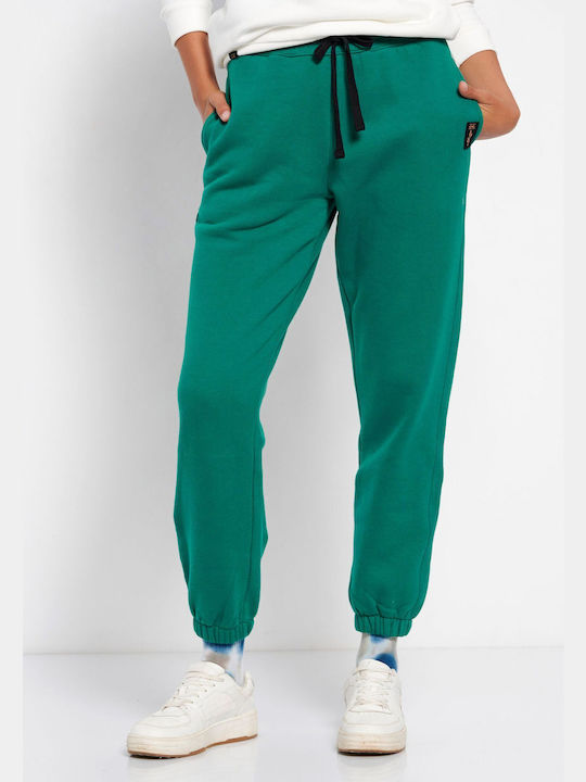 Funky Buddha Pantaloni de trening pentru femei cu cauciuc Ardei verde