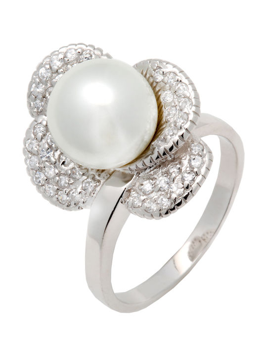 Silverline Women's Ring with Pearls & Zircon from Silver