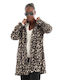 Vero Moda Women's Leopard Midi Coat with Buttons Beige