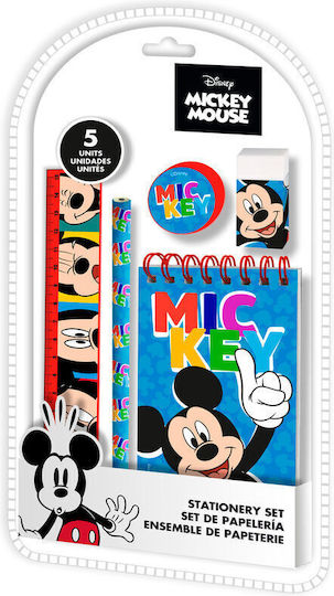 Disney Mickey Παιδικό Σετ Γραφικής Ύλης με Γόμα και Σημειωματάριο 5τμχ
