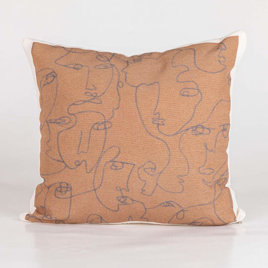 Borea Față De Pernă Model 66 Din 100% Bumbac Ecru 45x45cm