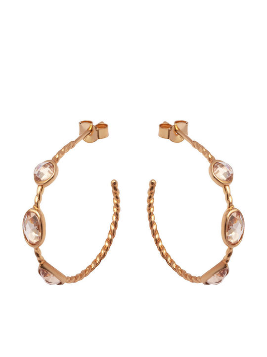 Silverline Earrings Hoops made of Silver Gold Plated with Stones