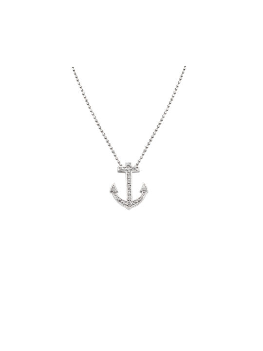 Tribute Necklace Anchor from Silver with Zircon